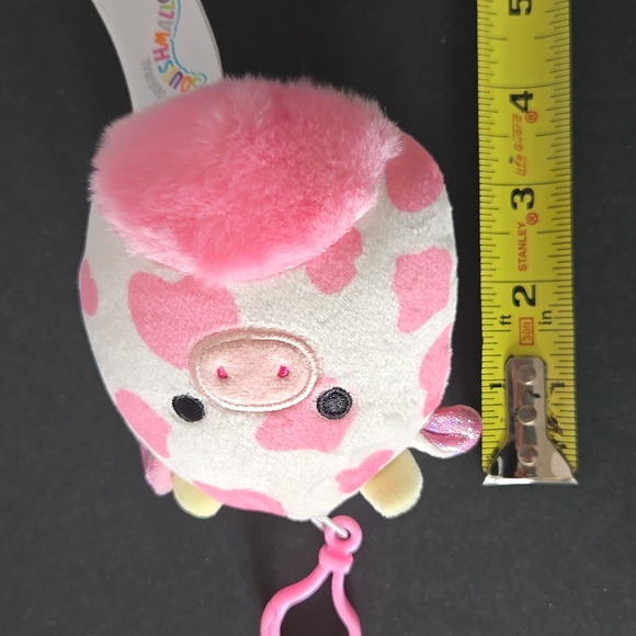 Squishmallows Evangelica The Pink Cow Clip-On Plush Buddies Bag Charm - Picture 7 of 9